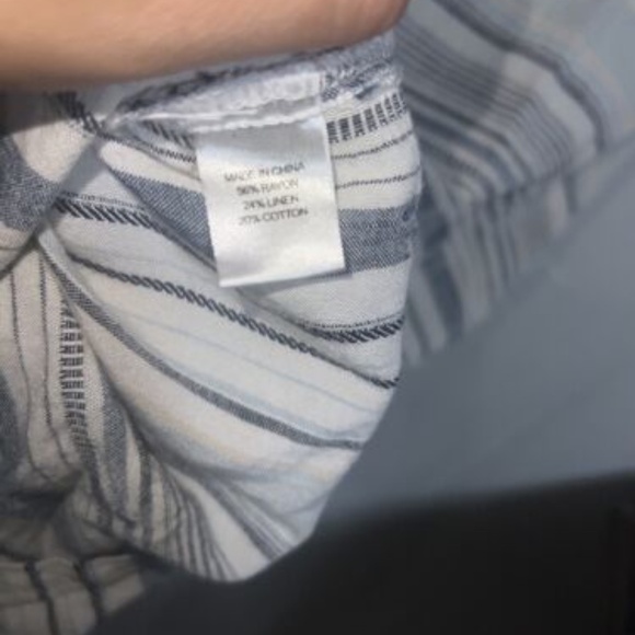 Drew Anthropologie Button Down Tie Front Linen Blend Stripe Dress Small - Picture 6 of 7